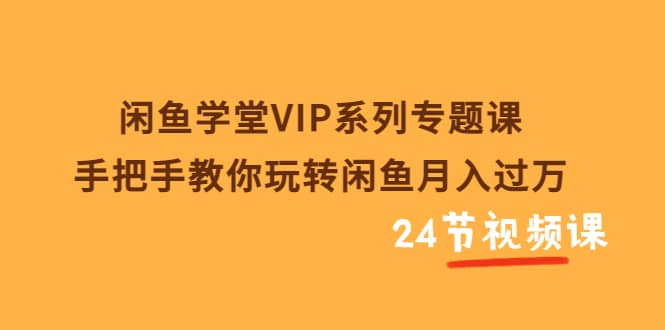 闲鱼学堂VIP系列专题课：手把手教你玩转闲鱼月入过万（共24节视频课）插图