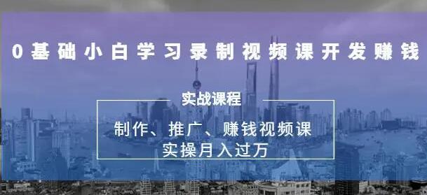 0基础学习录制视频课赚钱，实操月入过万的网课制作、推广、赚钱