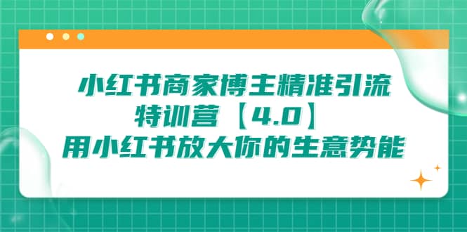 小红书商家 博主精准引流特训营【4.0】用小红书放大你的生意势能