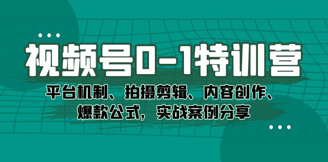 视频号0-1特训营：平台机制、拍摄剪辑、内容创作、爆款公式，实战案例分享插图